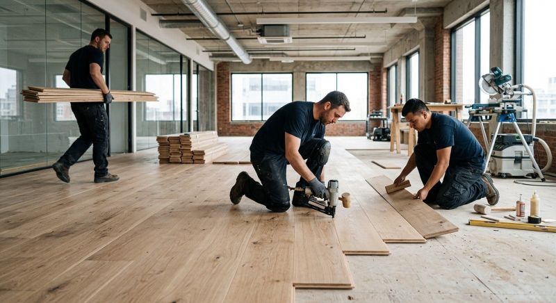Our team working on Wood Floor Service projects in Columbia, MD