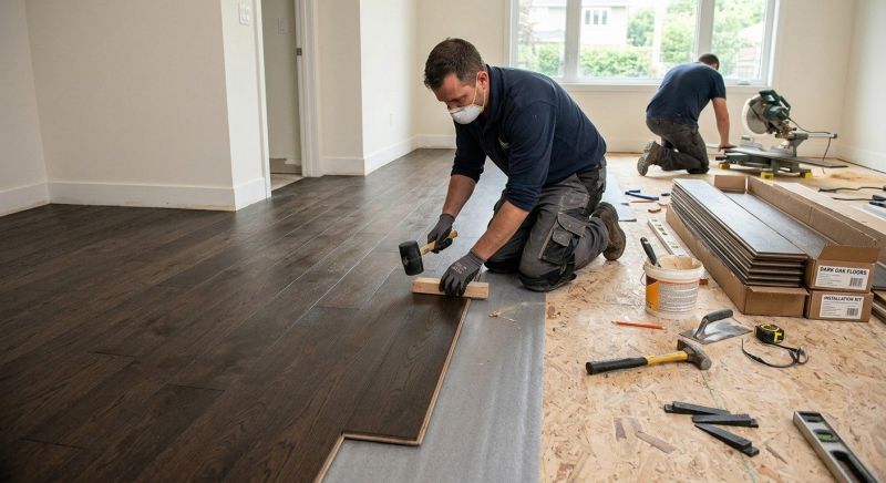 Dark Wood Floor Installation in Columbia, MD